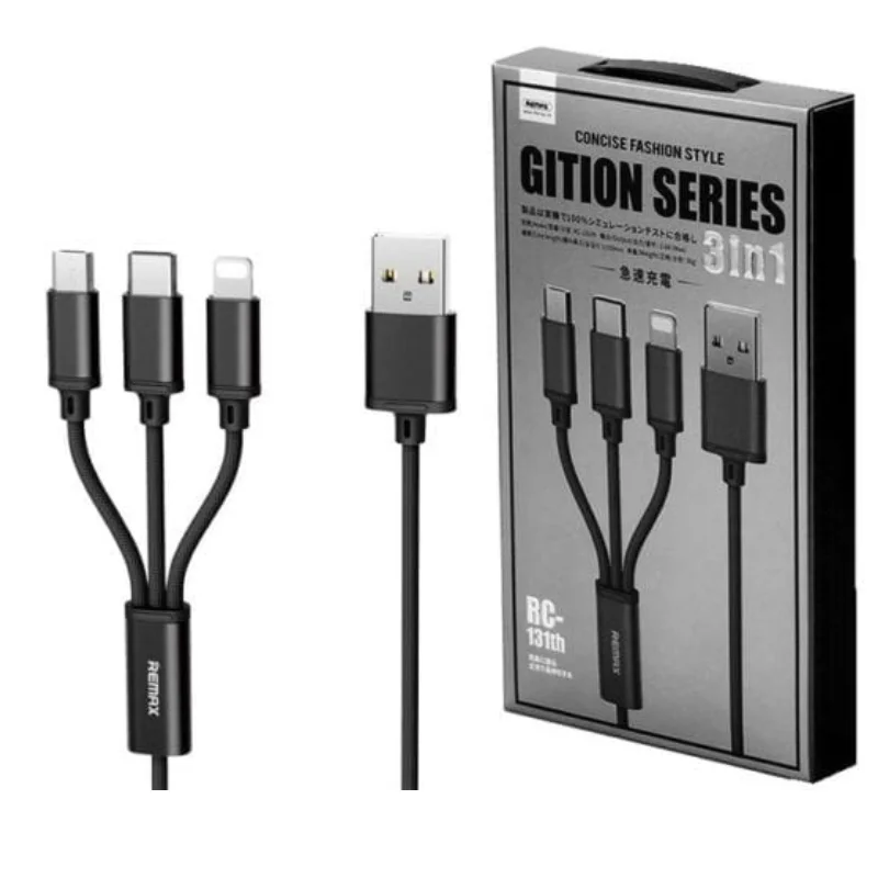Φωτογραφία προϊόντος: OEM Ταχυφορτιστής-REMAX Gition Series RC-13 3 σε 1 Καλώδιο Φόρτισης για όλα τα Smart