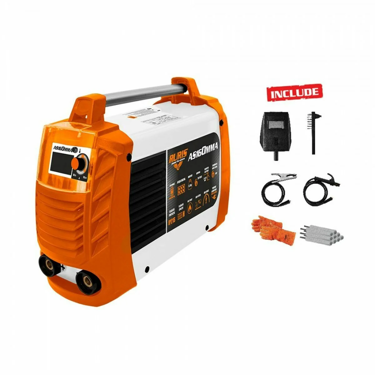 Φωτογραφία προϊόντος: Ηλεκτροκόλληση Inverter 160A (max) Ηλεκτροδίου (MMA) Ruris AS160MMA