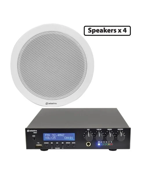 Φωτογραφία προϊόντος: Adastra 4*EC56V+UM30 Πακέτο με 4 Ηχεία Οροφής 100V και Μίκτη-ενισχυτή 30W Bluetooth/USB (Σετ)