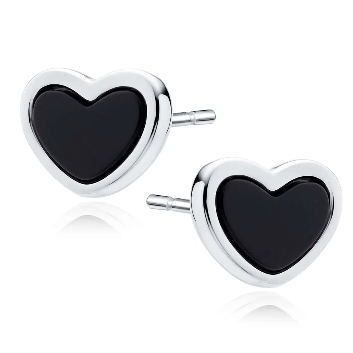 Φωτογραφία προϊόντος: Lysea Midnight Heart Studs: Σκουλαρίκια "Καρδιές" από Ασήμι 925 με Επιροδίωση & Μαύρο Όνυχα