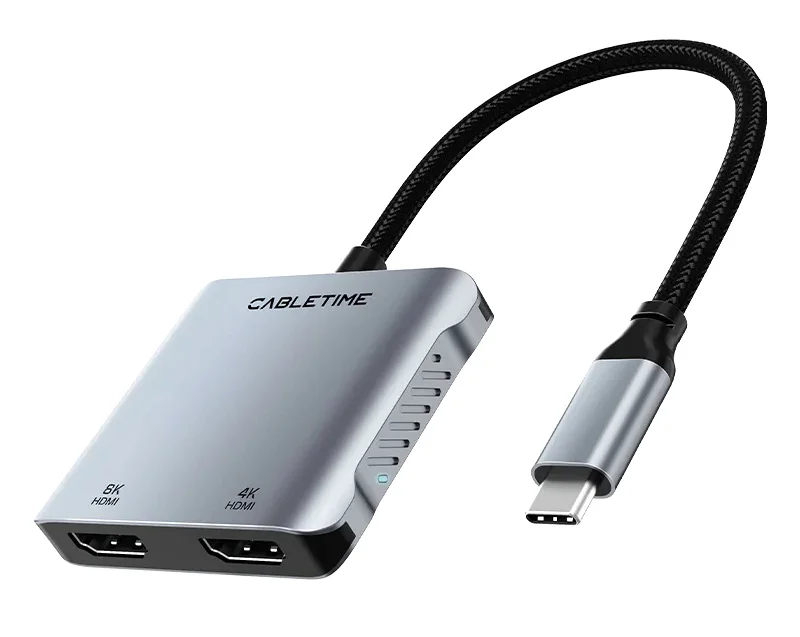 Φωτογραφία προϊόντος: CABLETIME docking station CT-CM2H8K-AG, USB/USB-C/2x HDMI, 8K 100W, γκρι