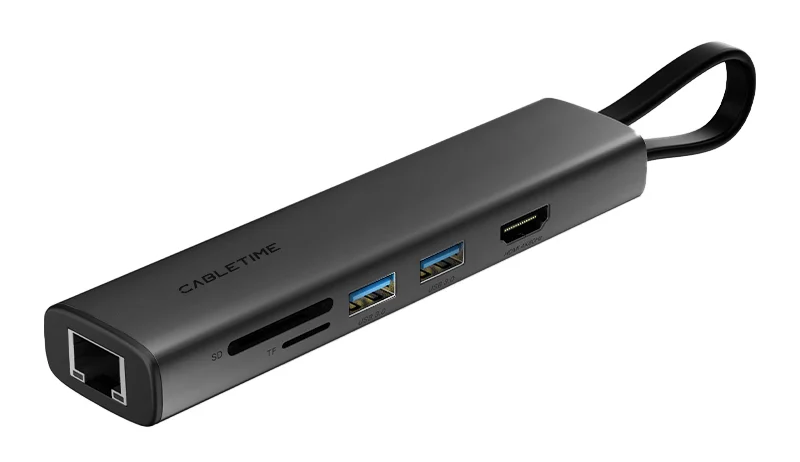 Φωτογραφία προϊόντος: CABLETIME docking station CT-HUBP7-AG, 7 θυρών, USB-C, 100W, 4K, μαύρο
