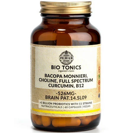 Φωτογραφία προϊόντος: Bacopa Monnieri, Choline, Full Spectrum Curcumin, B12 (Brain Pat.14.SL09) 526 mg 60 veg. caps BioTonics