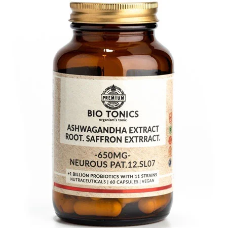 Φωτογραφία προϊόντος: Ashwagandha Extract Saffron Extract (Neurous Pat.12.SL07) 650 mg 60 veg. caps BioTonics