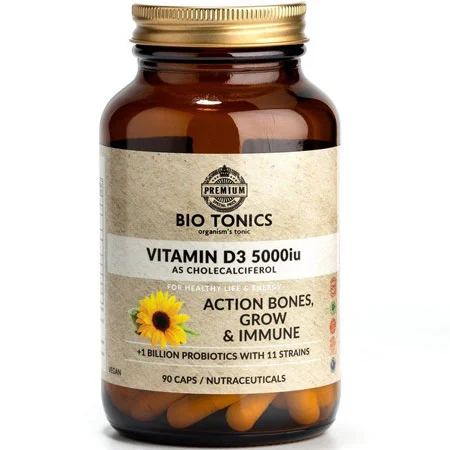 Φωτογραφία προϊόντος: Vitamin D3 5000 IU as Cholecalciferol (Action Bones, Grow & Immune) 90 veg. caps BioTonics