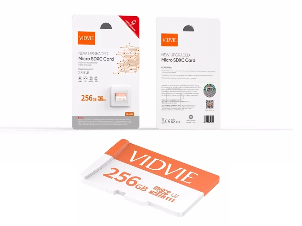 Φωτογραφία προϊόντος: VIDVIE SD2502 Micro SDHC 256GB Class U3 Κάρτα Μνήμης mSD 100R/50W
