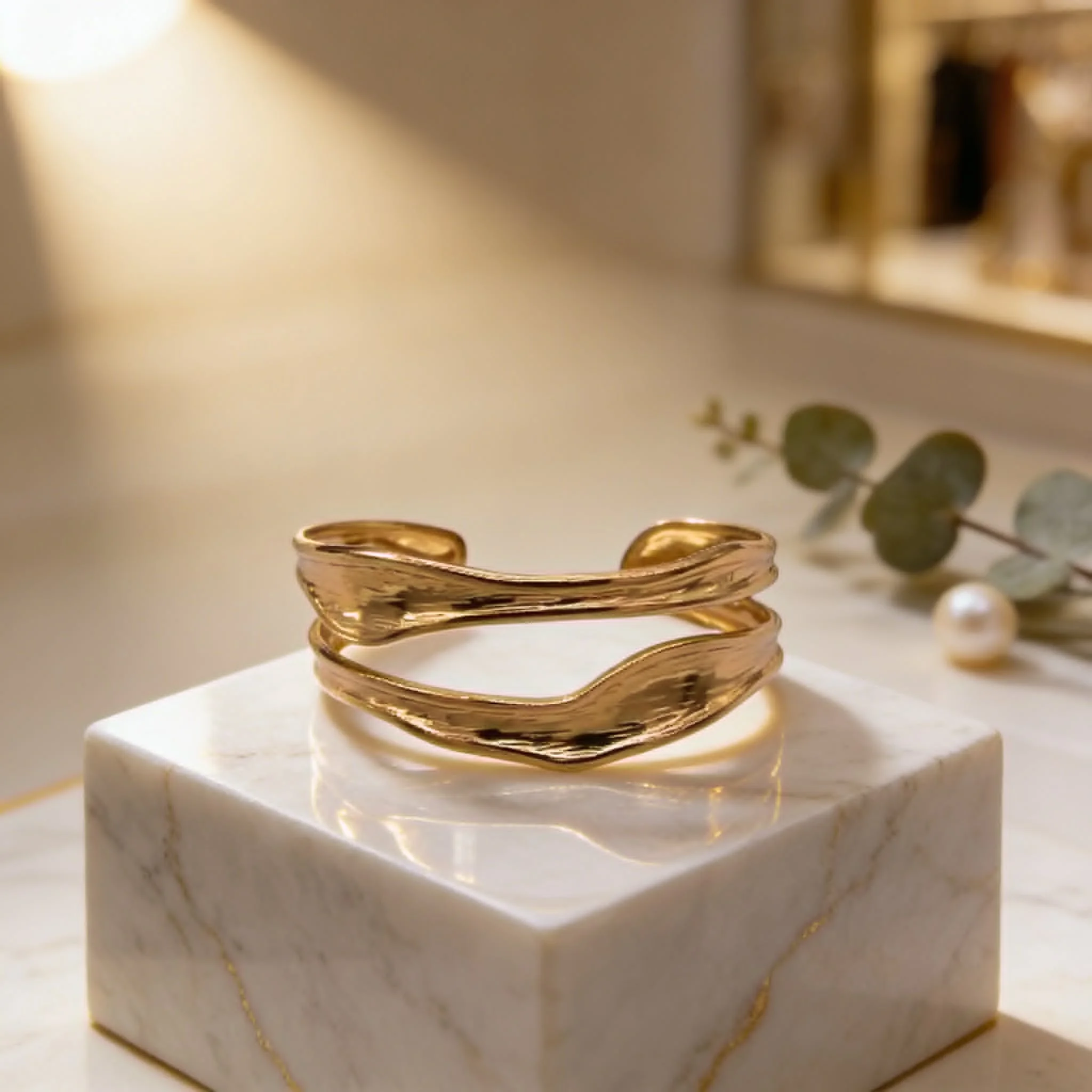 Φωτογραφία προϊόντος: LAVORE Gold Wave Cuff Bracelet