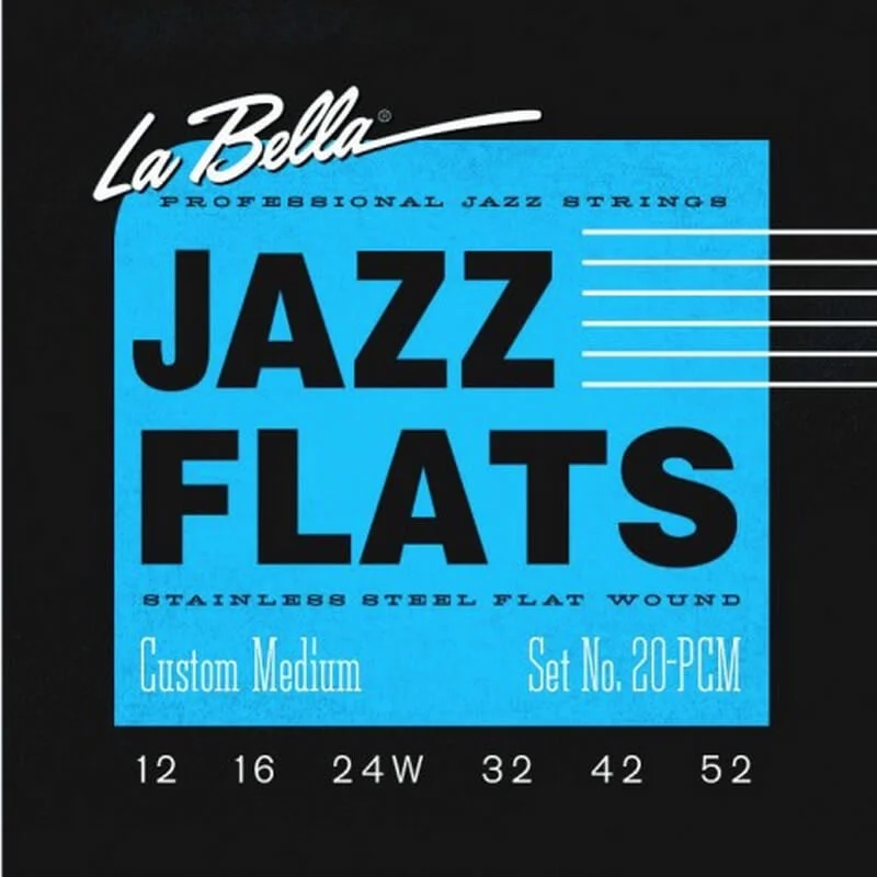 Φωτογραφία προϊόντος: La Bella 20PCM Jazz Flats Χορδές Ηλεκτρικής Κιθάρας Custom Medium 12-52