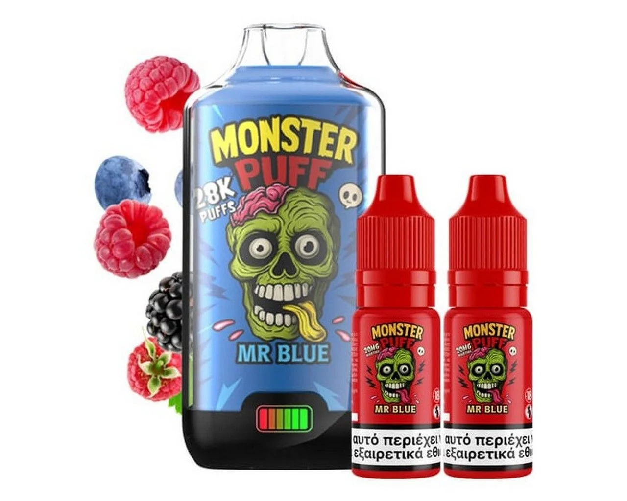 Φωτογραφία προϊόντος: Monster Puff 28K Kit Mr Blue Συσκευή 2ml + 2x10ml 20mg