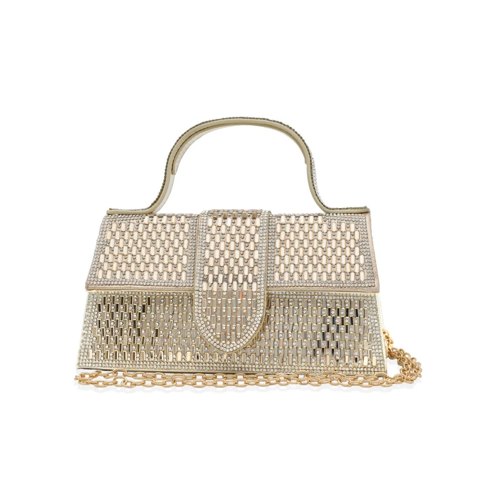 Φωτογραφία προϊόντος: Ghetto Crystal Top Handle Evening Bag | Luxury Rhinestone Statement Handbag Gold