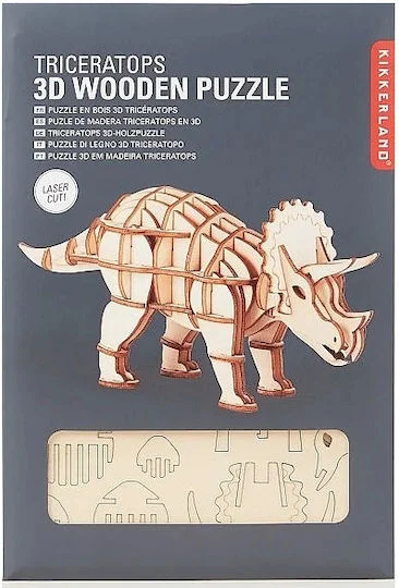 Φωτογραφία προϊόντος: ΚΑΤΑΣΚΕΥΕΣ ΞΥΛΙΝΟ 3D PUZZLE TRICERATOPS KIKKERLAND