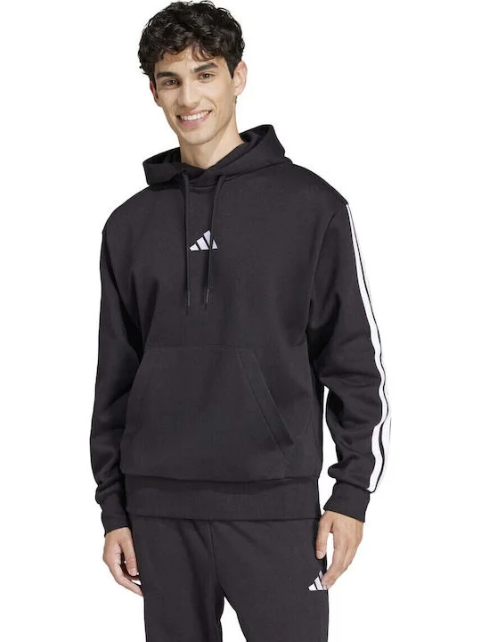 Φωτογραφία προϊόντος: adidasEssentials 3-Stripes Φούτερ Fleece με Κουκούλα Μαύρο ΜΑΥΡΟ