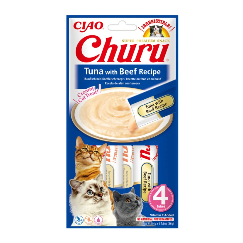 Φωτογραφία προϊόντος: Churu Cat Treats Churu Cat Κρεμώδης Λιχουδιά με Τόνο + Βοδινό 56gr