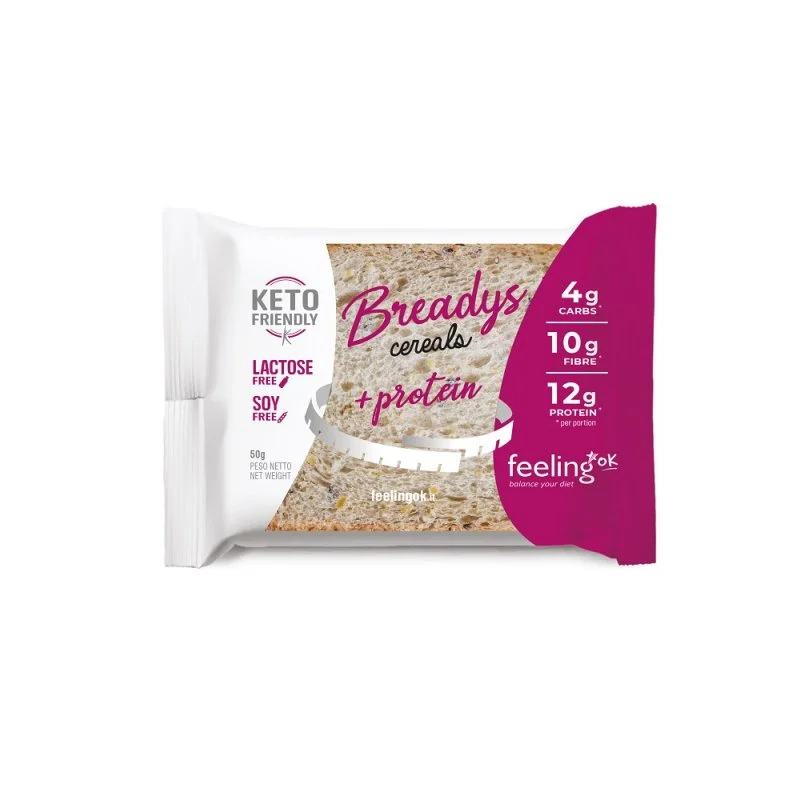 Φωτογραφία προϊόντος: Breadys cereals Πρωτεϊνικό Ψωμί για Τοστ με γεύση δημητριακών Low Carb FeelingOk 50g