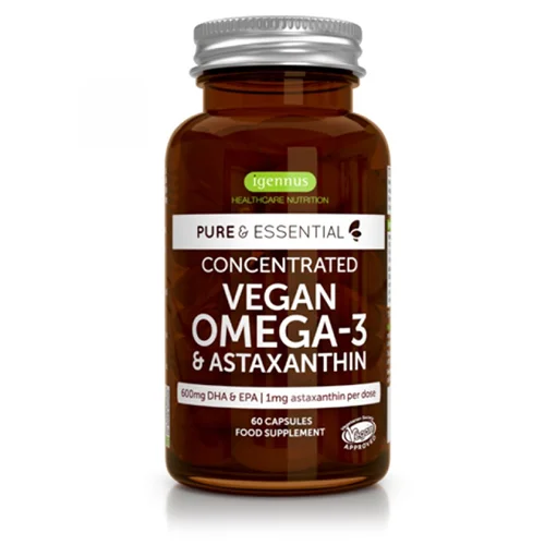 Φωτογραφία προϊόντος: Pure Essentials Vegan Ωμέγα-3 DHA EPA 600mg & Ασταξανθίνη Pure & Essential 60 caps