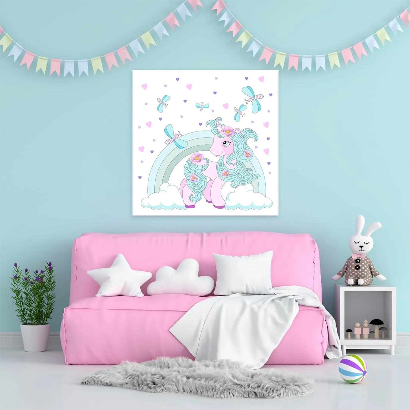 Φωτογραφία προϊόντος: Πίνακας Σε Καμβά - Amazing Unicorn In Rainbow Cloud