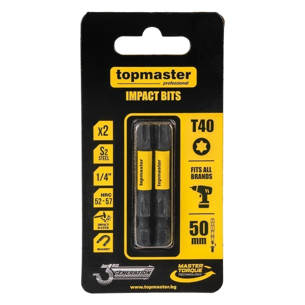 Φωτογραφία προϊόντος: Topmaster Μύτες κατσαβιδιού Impact Torx με Μέγεθος TX40 50mm 2τεμ. 338741 TOP MASTER