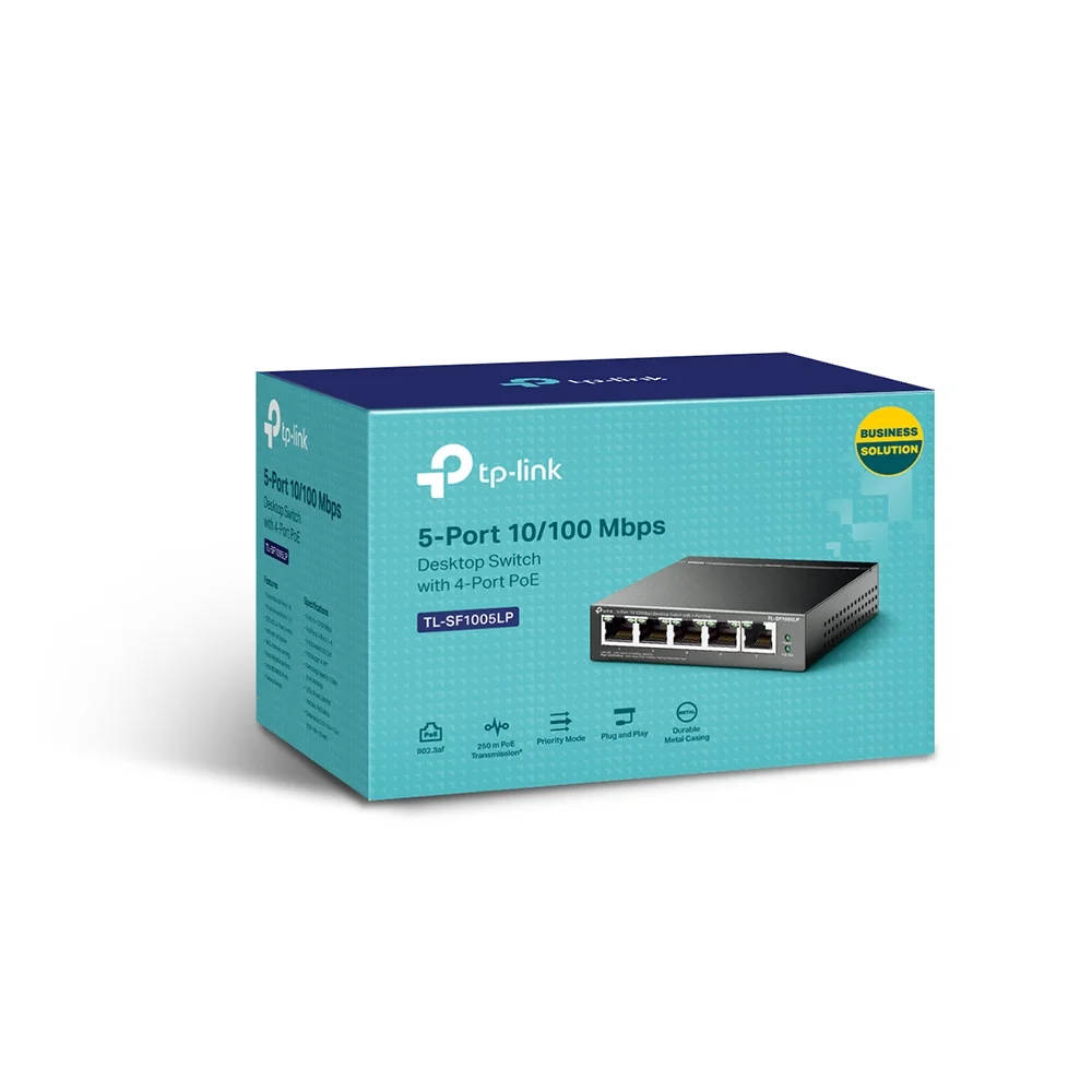 Φωτογραφία προϊόντος: ΤΡ-LΙΝΚ TP-Link TL-SF1005LP – Switch 5 θυρών Fast Ethernet με 4 PoE 802.3af και 41W συνολική ισχύ