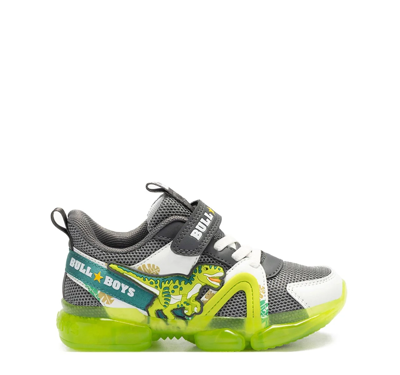 Φωτογραφία προϊόντος: ΠΑΙΔΙΚΑ SNEAKERS ΜΕ ΦΩΤΑΚΙΑ BULL BOYS GRIGIO VELOCIRAPTOR DNAL4500 GR01