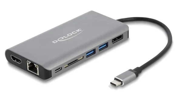 Φωτογραφία προϊόντος: DELOCK docking station 87683, 7 θυρών, USB-C σύνδεση, 100W PD, 4K, γκρι