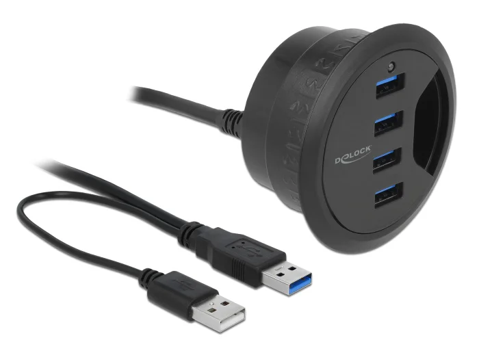 Φωτογραφία προϊόντος: DELOCK USB hub 62868, 4x USB 3.0, 5Gbps, 60/80mm, μαύρο