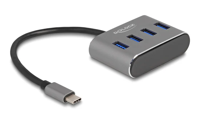 Φωτογραφία προϊόντος: DELOCK USB-C hub 63223, 4x USB 3.2 Gen 1 θύρες, 5Gbps, γκρι