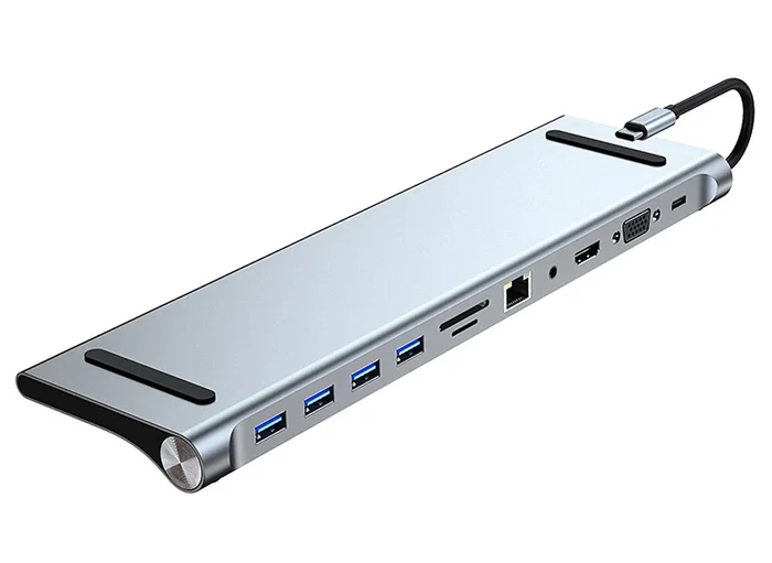 Φωτογραφία προϊόντος: POWERTECH docking station BYL-2003, 11 θυρών, βάση laptop, γκρι