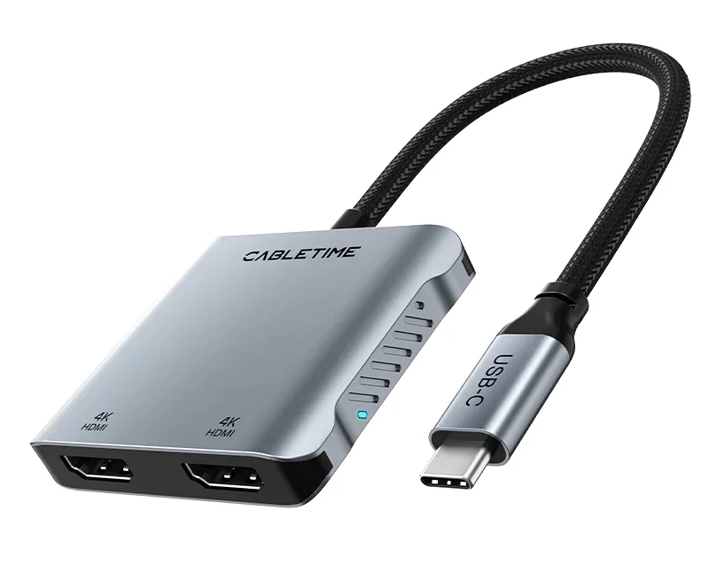 Φωτογραφία προϊόντος: CABLETIME docking station CT-CM2H4K-AG, USB/USB-C/2x HDMI, 4K 100W, γκρι