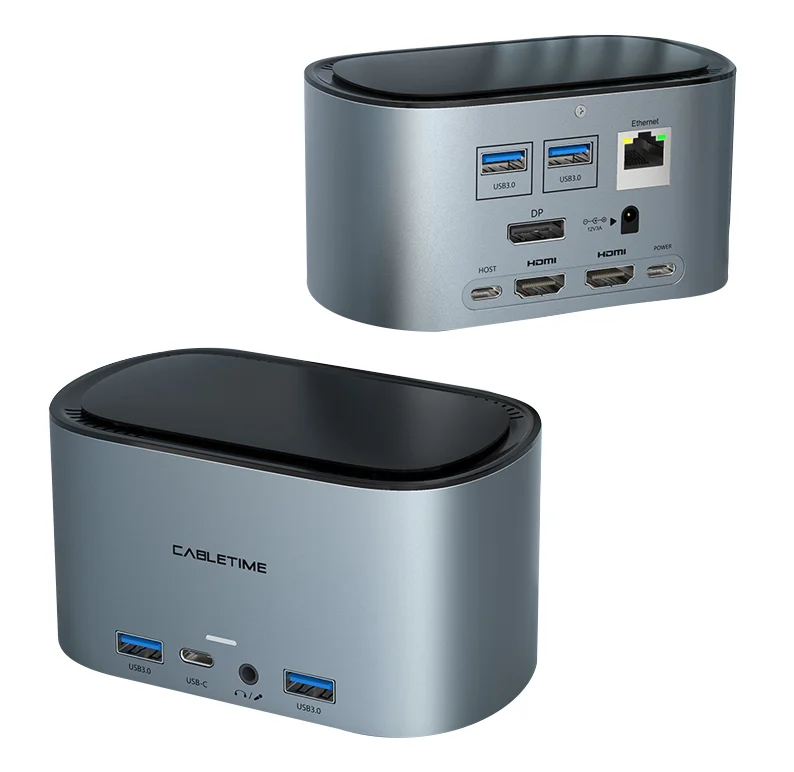 Φωτογραφία προϊόντος: CABLETIME docking station DOCK131 με θήκη SSD, 11 θύρες, γκρι