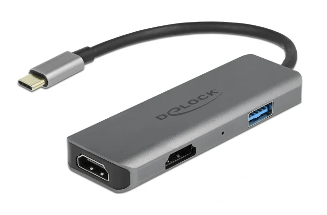 Φωτογραφία προϊόντος: DELOCK USB-C docking station 87780, USB + 2x HDMI MST, 4K, γκρι