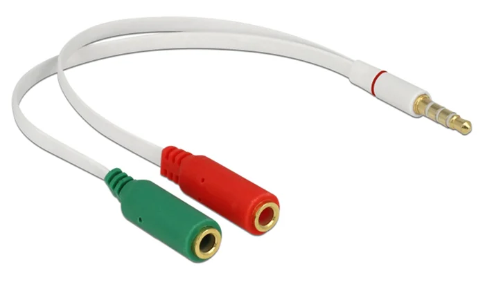 Φωτογραφία προϊόντος: POWERTECH καλώδιο 3.5mm 4pin σε 2x 3.5mm θηλυκά CAB-J050, 0.2m, λευκό