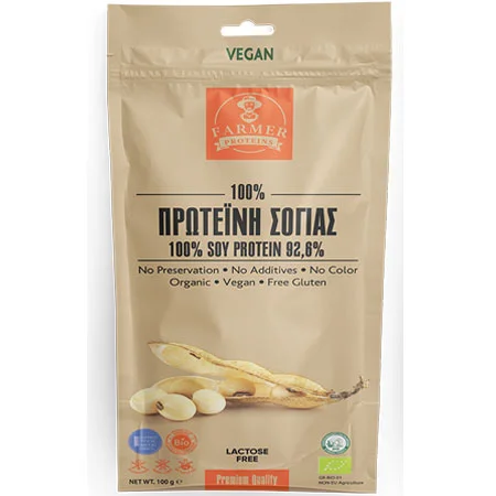 Φωτογραφία προϊόντος: 100% Πρωτεΐνη Σόγιας 100 gr Farmer Proteins
