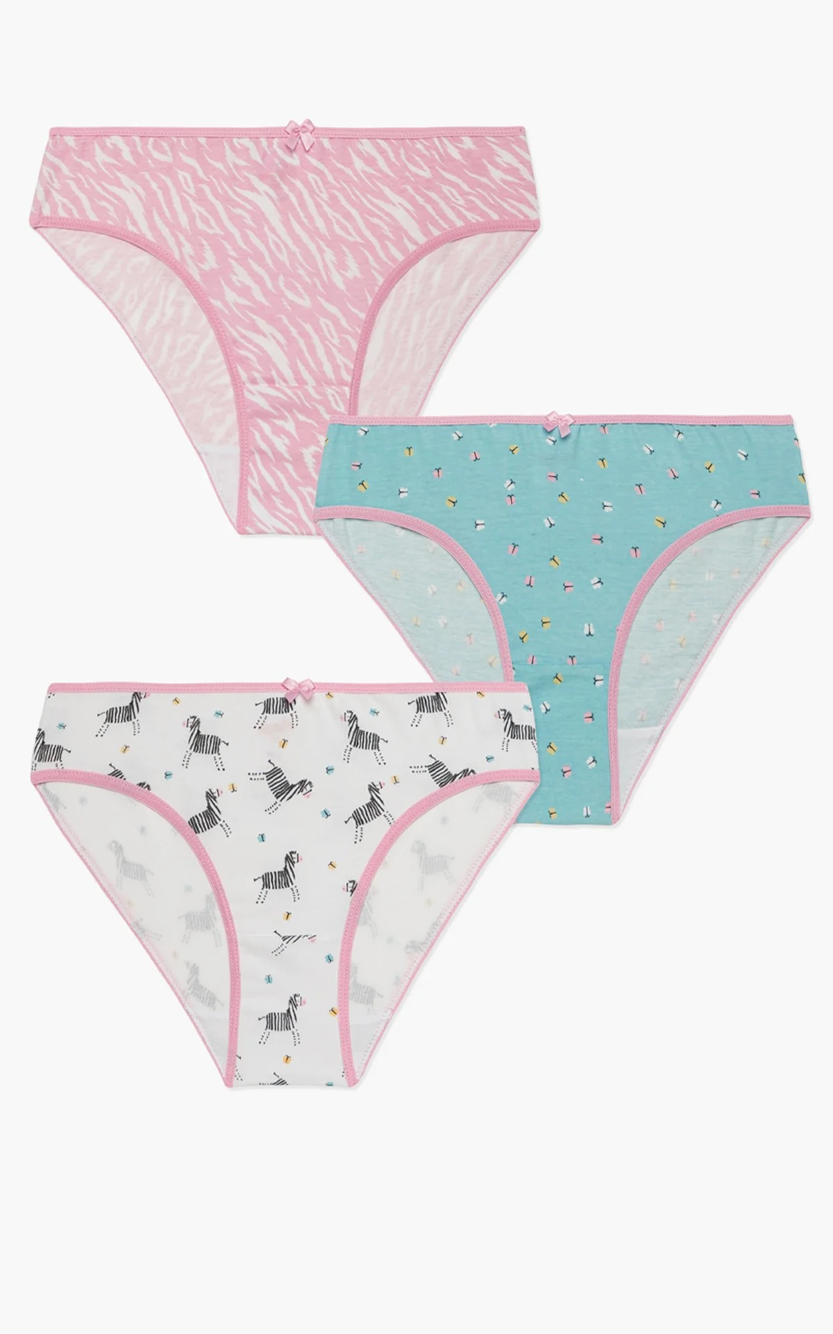 Φωτογραφία προϊόντος: 3Τμχ παιδικά /Εφηβικά Σλιπ για Κορίτσια Zebra Minerva 96-42261 ΕΜΠΡΙΜΕ 10 ετών