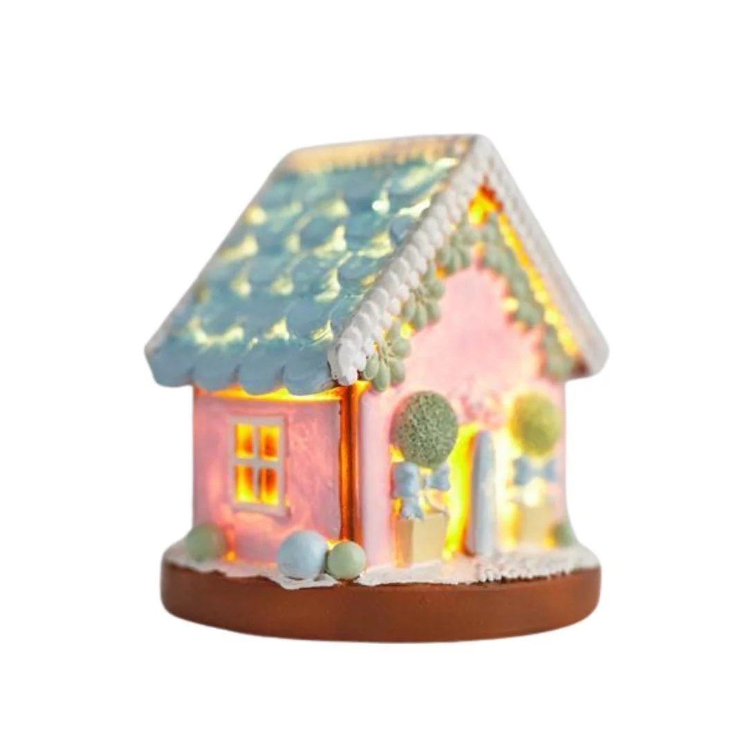 Φωτογραφία προϊόντος: 44020 Eurolamp Χριστουγγενιάτικο διακοσμητικό μπισκοτόσπιτο με φως γαλάζιο μπαταρίας 12.5cm