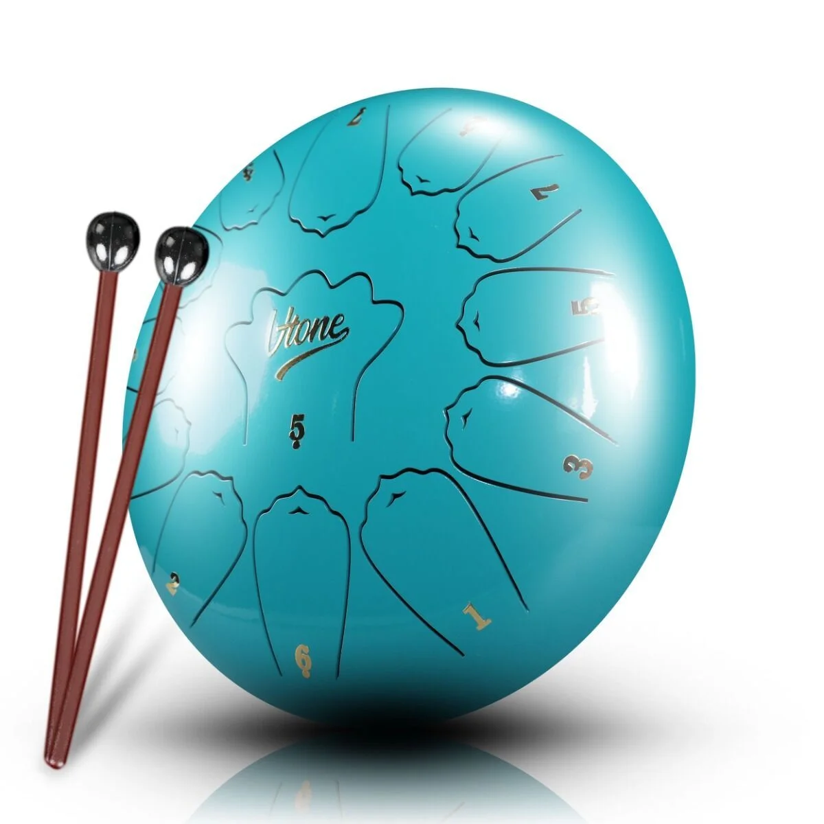 Φωτογραφία προϊόντος: V-TONE VBJ 12-13 C steel tongue drum tank drum hank drum cyan 12 inch 13 tone drumsticks case with strap 4 finger caps stick rest stickers melody list cloth kit