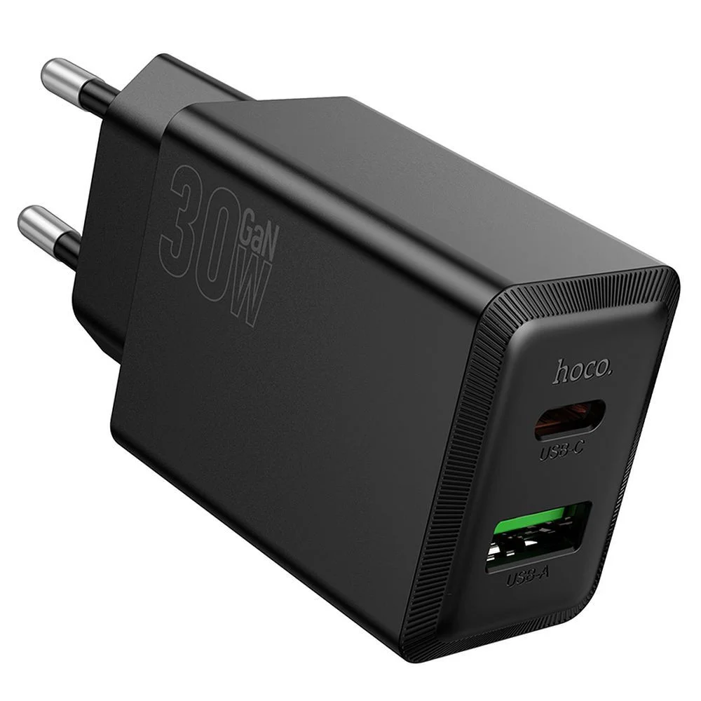 Φωτογραφία προϊόντος: Phone charger Hoco USB A + USB C QC3.0 PD AFC 3A 30W N71 black