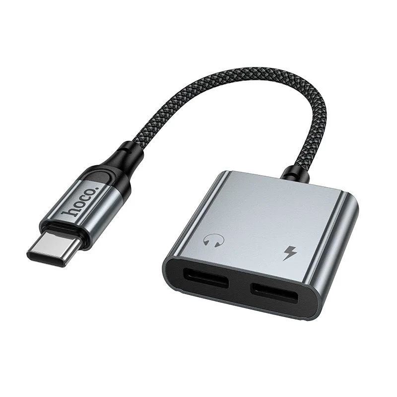 Φωτογραφία προϊόντος: . Adapter AUX USB C to 2x USB C max 10W Hoco UPA34A UPA34A gray