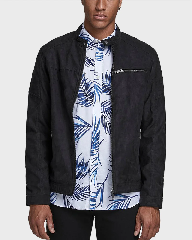 Φωτογραφία προϊόντος: JACK & JONES P.U. JACKET CLASSIC BIKER - 12147218 ΜΑΥΡΟ SUEDE