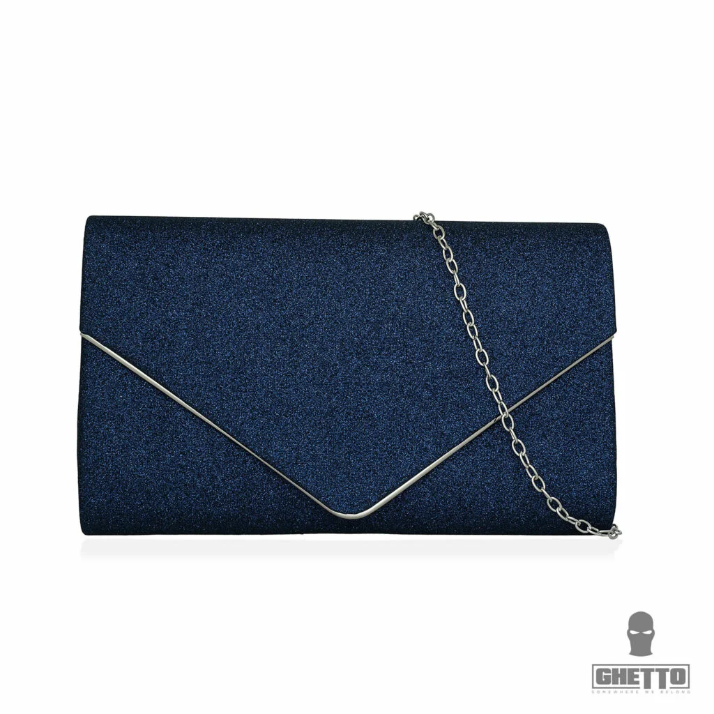 Φωτογραφία προϊόντος: Ghetto Midnight Blue Glitter Clutch | Elegant Evening Chain Bag