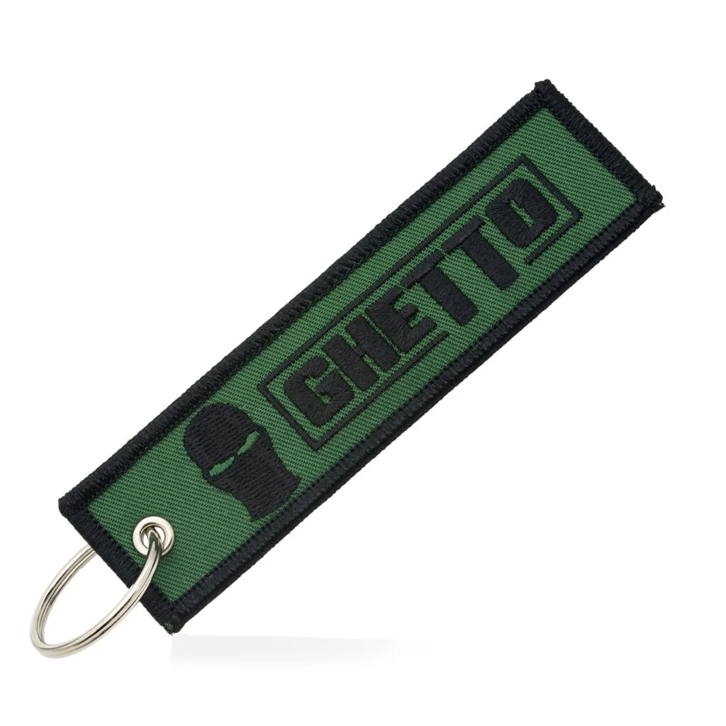 Φωτογραφία προϊόντος: Ghetto Logo Keychain Black/Green Color | Embroidered Street Keyring