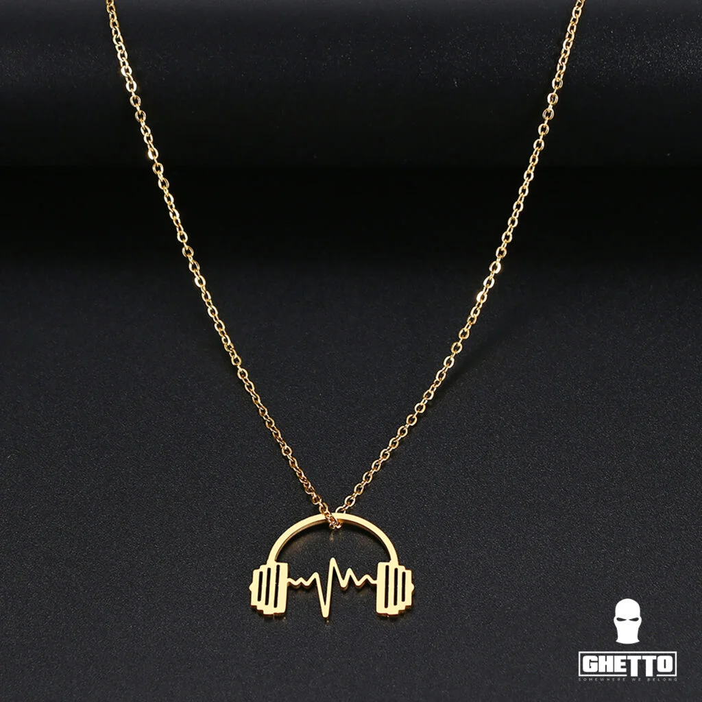 Φωτογραφία προϊόντος: Ghetto Headphone Shape Music Hip Hop Necklace Stainless Steel Gold