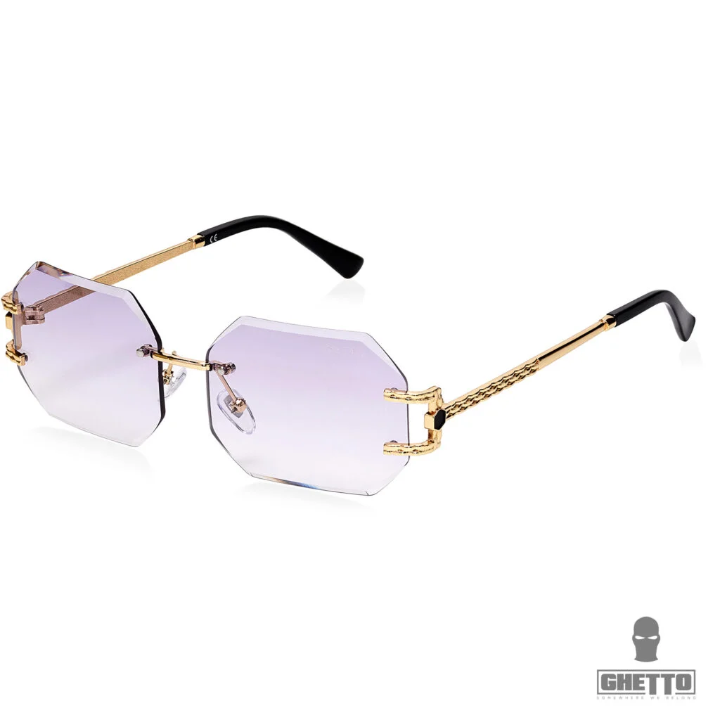 Φωτογραφία προϊόντος: Ghetto Luxury Polygon Square Gold Frame Sunglasses For Women Purple
