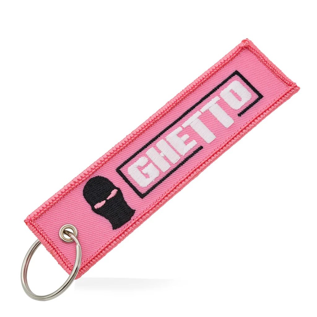 Φωτογραφία προϊόντος: Ghetto Logo Keychain Ring Pink Color | Embroidered Street Keyring