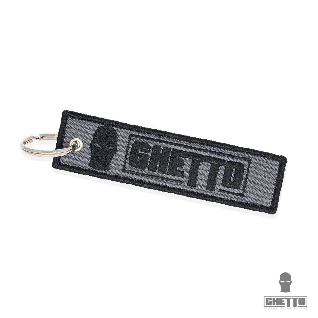 Φωτογραφία προϊόντος: Ghetto Logo Keychain Black/Gray Color | Embroidered Street Keyring