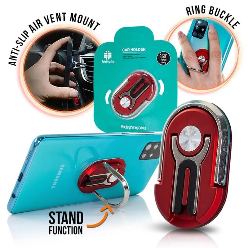 Φωτογραφία προϊόντος: OEM Universal 3 in 1 phone holder stand, 360 rotating car holder, phone ring