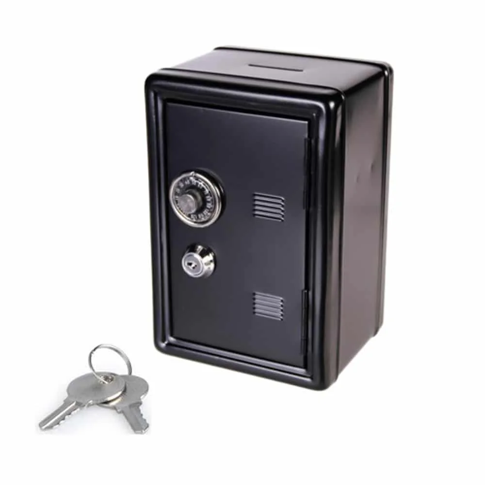 Φωτογραφία προϊόντος: OEM Μεταλλικός Κουμπαράς Με Κωδικού Και Κλειδί Σε Διάφορα Χρώματα 16 x 11,5 x 10 cm