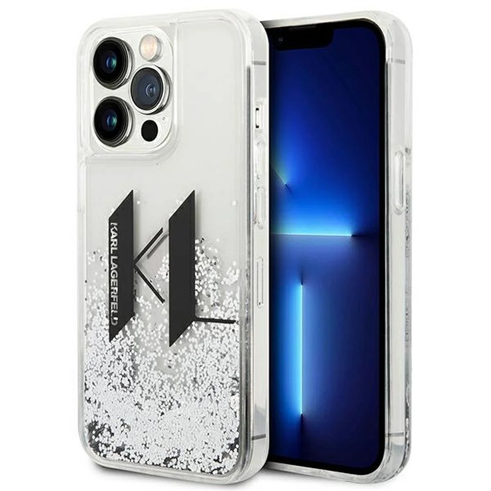 Φωτογραφία προϊόντος: Original faceplate case KARL LAGERFELD KLHCP14XLBKLCS for iPhone 14 PRO MAX (Liguid Glitter Big KL Logo / silver)