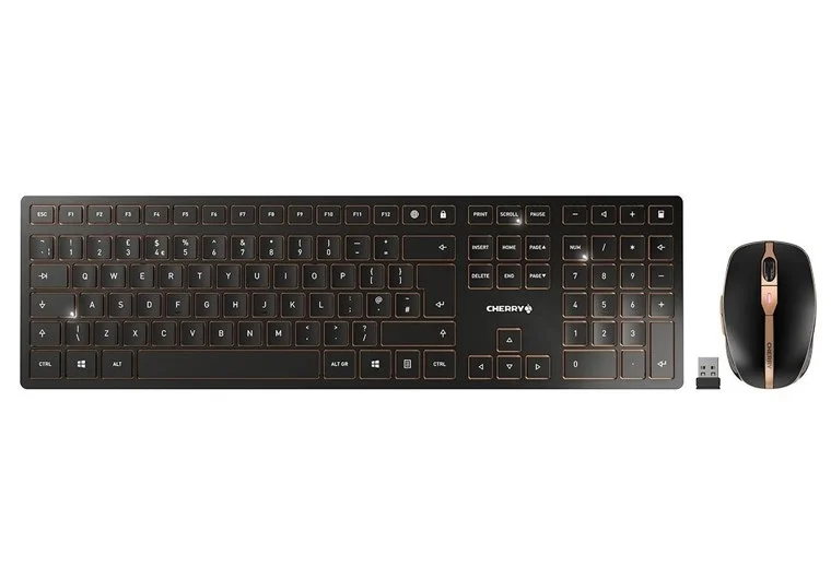 Φωτογραφία προϊόντος: Cherry DW 9100 Premium Slim Wireless Keyboard & Mouse Set - Black/Gold
