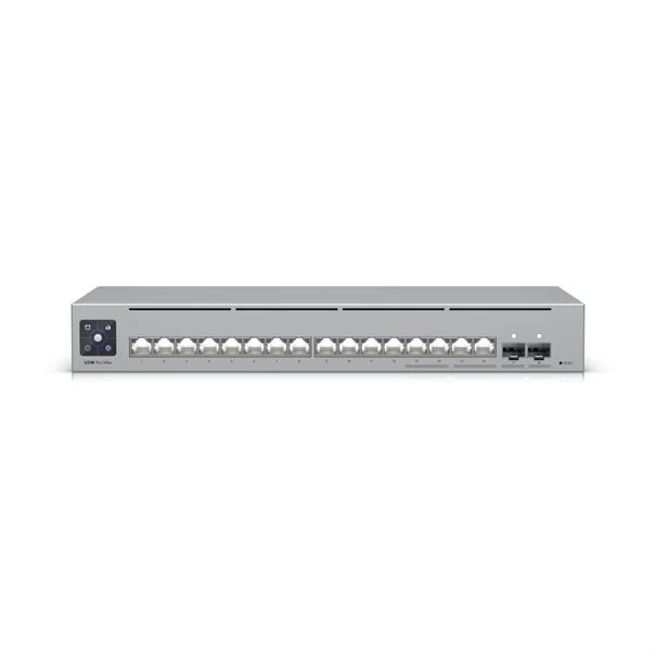 Φωτογραφία προϊόντος: Ubiquiti Networks Ubiquiti Switch UniFi 12xRJ45 GBit/4xRJ45 2.5G/2xSFP+ Managed Max optional 19" Rack-Mountable, 1,3" Touchscreen