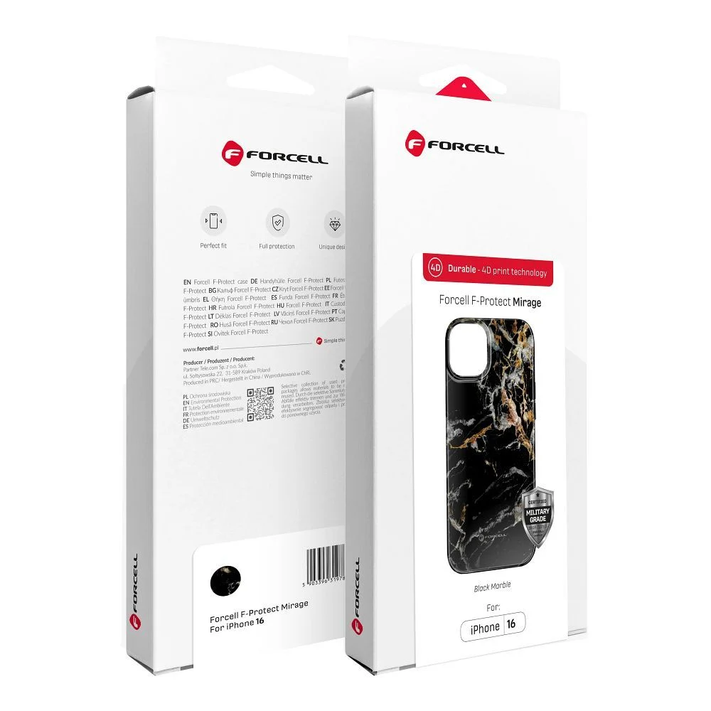 Φωτογραφία προϊόντος: FORCELL F-PROTECT Mirage, Military Dop-Tested case compatible with MagSafe for IPHONE 16 PRO black marble